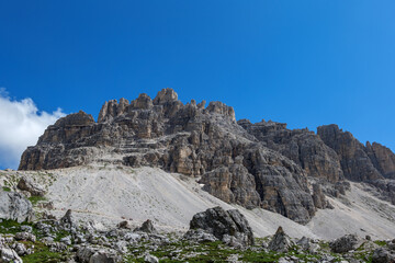 Dolomites in Italy, mountain landscape in summer