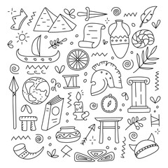 History is a science. Set of doodle elements.