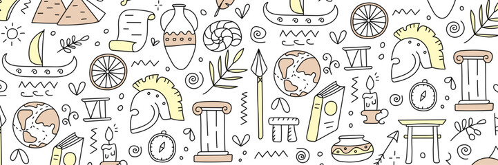 History is a science. Set of doodle elements.