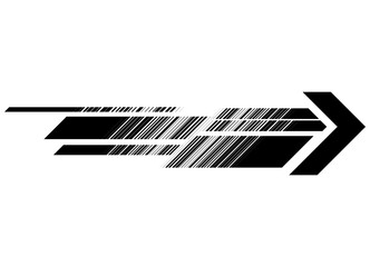 Modern striped pattern of broken lines. black on white background. for cars, motorcycles, yachts, SUVs, sportswear and toys. high-speed Sporty design element. Races Vector arrow