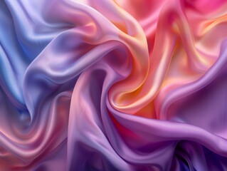 Fototapeta premium luxury 3d background, silk, close up, focus on, vivid shades, Double exposure silhouette with silk