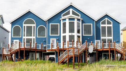 Coastal homes with streaks of bird scat