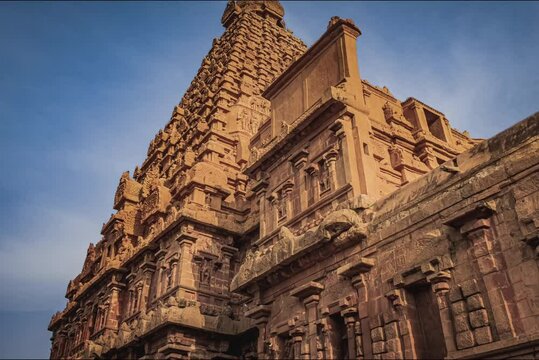 Cinematic Video - Tanjore Big Temple or Brihadeshwara Temple was built by King Raja Raja Cholan, Tamil Nadu. It is the very oldest & tallest temple in India. This is UNESCO's Heritage Site.