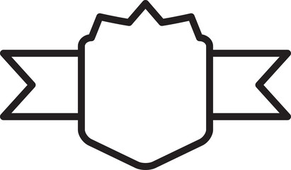 Shield with Ribbon Banner Line Art