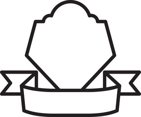 Shield with Ribbon Banner Line Art