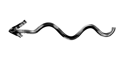 Hand drawn simple arrow drawn with wax crayon, chalk or charcoal. Uneven dry texture for underlining highlighting. Pencil drawn lines, strikethrough, grungy vector isolated on white.