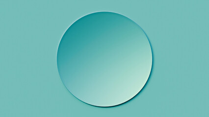 Abstract 3D circle background on turquoise color. Luxury geometric background with copy space. Elegant backdrop for cosmetic product.