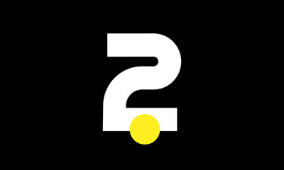 2 Number Logo Circle Yellow Simple