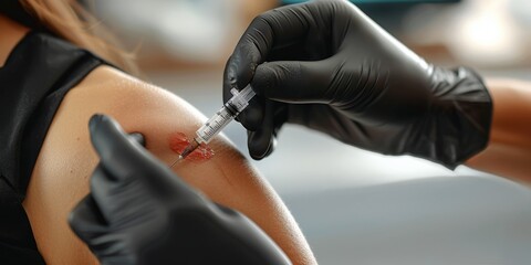 Woman Receiving Injection in Shoulder