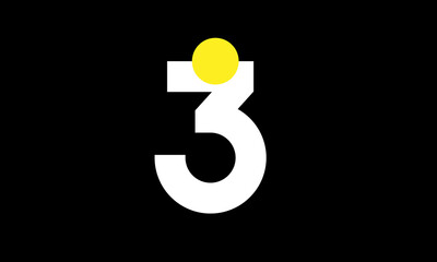 3 Number Logo Circle Yellow Simple