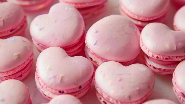 Heart shaped Sweet macarons, pink luxury macarons.