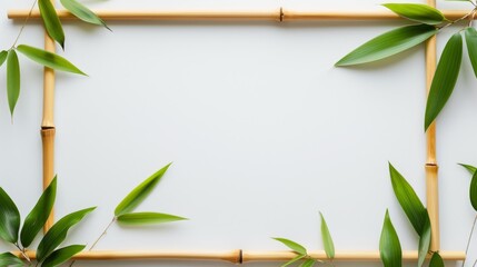 Naklejka premium Natural bamboo frame, placed on a clean, white background