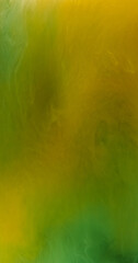 Sparkling fog. Hypnotic haze. Mist vapor ink flow. Glitter shiny abstract dust green yellow color smoke cloud shimmering particles art background.