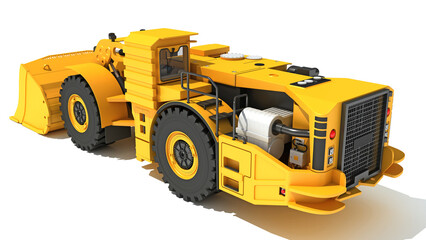 Underground Articulated Mining Truck 3D rendering on white background