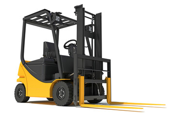 Tracked Skid Loader heavy construction machinery 3D rendering on white background	