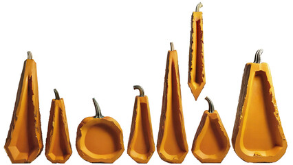 Oblong shaped pumpkins of different shapes.