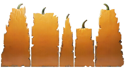 Pumpkin textured slabs with jagged edges.