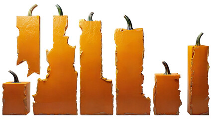 Pumpkin slabs of different shapes.