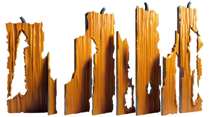 Pumpkin textured slabs with jagged edges.