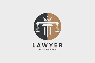 Obraz premium Lawyer logo design vector template with circle icon and creative idea