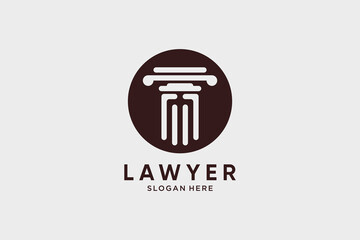 Lawyer logo design vector template with circle icon and creative idea