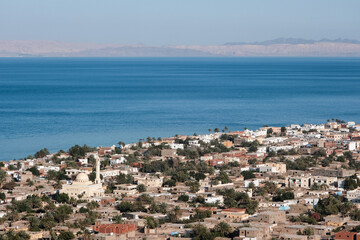 Obraz premium Dahab and Red Sea on sunny spring day, Egypt.