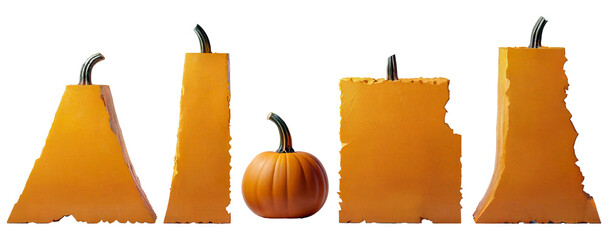 Several slabs of different shapes with a pumpkin texture.