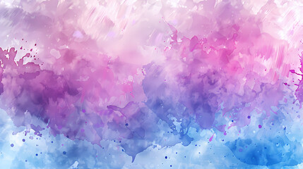 Fototapeta premium Abstract watercolor painting with vibrant pink, purple, and blue splashes creating a dreamy effect.