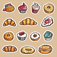 Cartoon Style Bakery Sticker Set