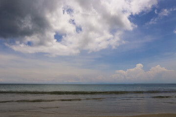 beautiful landscape of a sandy beach on the sea