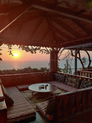 Fototapeta premium beautiful interior of a restaurant on the seashore