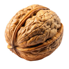 Fototapeta premium Cracked walnut with the nut exposed on transparent background