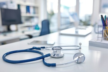 Stethoscope on a Doctor's Desk in a Medical Office