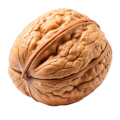 Cracked walnut with the nut exposed on transparent background