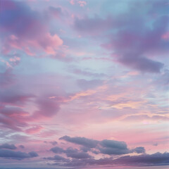Fototapeta premium A tranquil sky painted in shades of pink and blue with distant clouds.