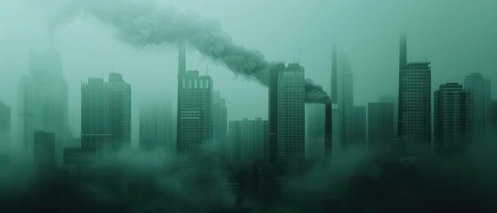 Obraz premium A carbon emissions banner set in an ultramodern, supernatural scene, with copy space for your branding