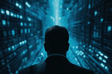 A financial management advertisement set in an ultramodern, supernatural scene, with copy space for your message