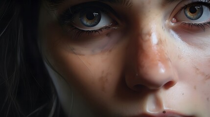 Close-up portrait of a person with intense gaze