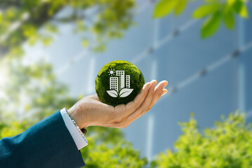 sustainable green building environmentally friendly buildings Future green business idea...
