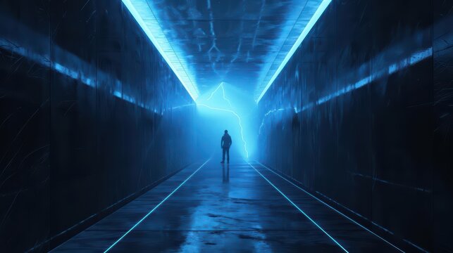 A smart grid ad set in an ultramodern, supernatural scene, with copy space for your creative input