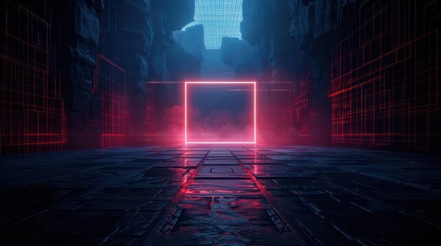 A smart grid ad set in an ultramodern, supernatural scene, with copy space for your creative input