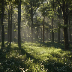 An eerie forest with a canopy of branches blocking out the sunlight.