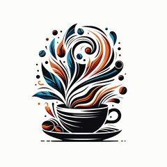 cup of coffee Abstract paint vector Artwork
