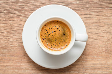 Turkish coffee with a traditional coffee cup directly above view , stock photo