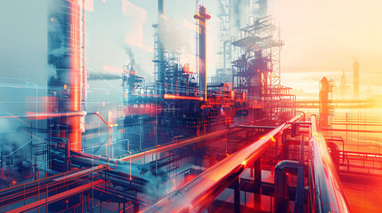 Fototapeta premium Industrial Energy Generation: Abstract Evolution of Power Sources with Copy Space