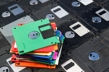 A Stack of vintage floppy disks