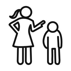 Fototapeta premium Parents scolding child icon linear graphics set vector