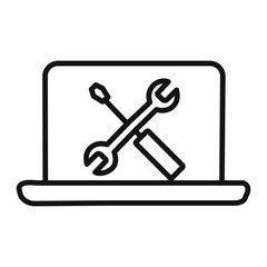 Repairing laptop icon linear graphics set vector