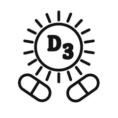 Vitamin D3 icon linear graphics set vector