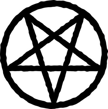 Pentagram symbol icon. Rough hand drawn pentacle sign clipart illustration.